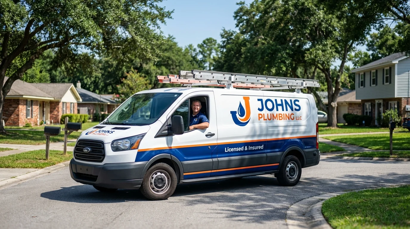 Johns Plumbing LLC service van in Gibbstown, NJ