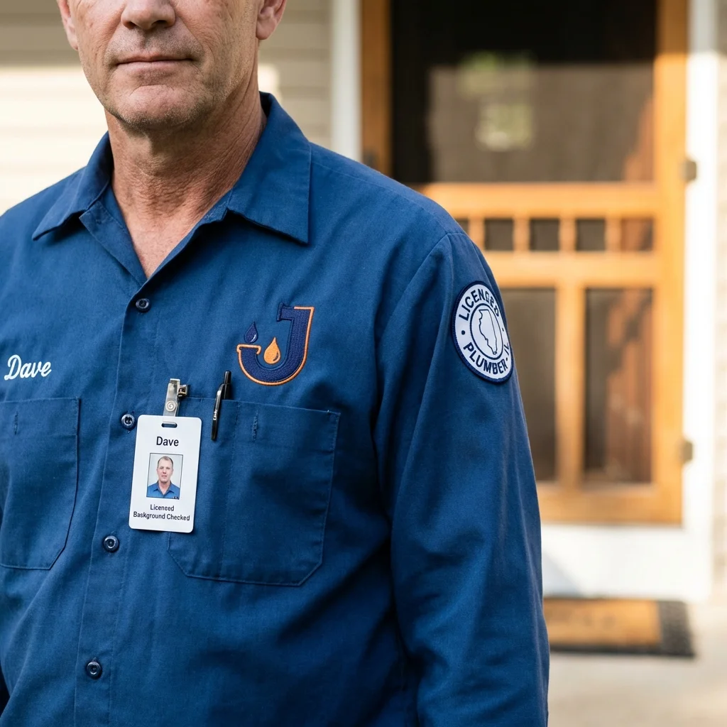 Licensed plumber showing ID badge in Gibbstown, NJ