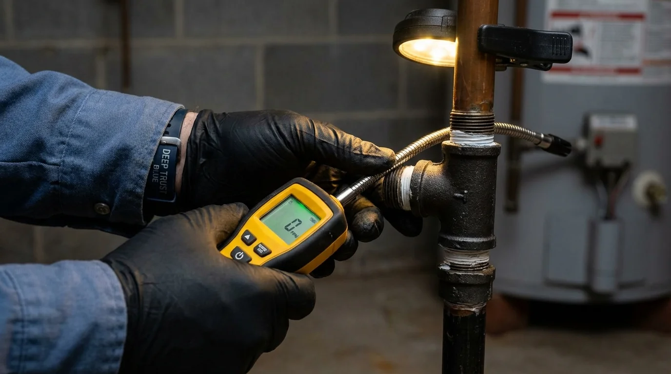 Gas leak detection with electronic sniffer by Johns Plumbing LLC in Gibbstown