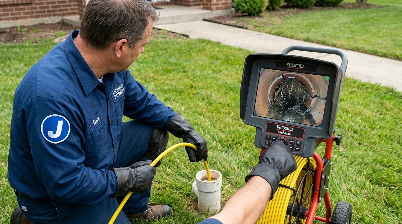Sewer camera inspection being performed by Johns Plumbing LLC in Gibbstown